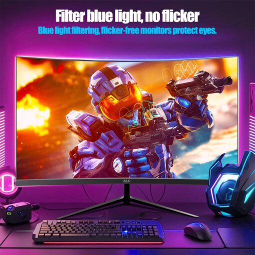 ZZA 27 Inch QHD 2560 x 1440 Gaming Monitor 165Hz 1ms Fast IPS Computer Monitor,1800R, HDMI 2.0 x2 |DP1.4x2 VESA Mount, 99% sRGB HDR Eye Care Metal Stand - Image 5