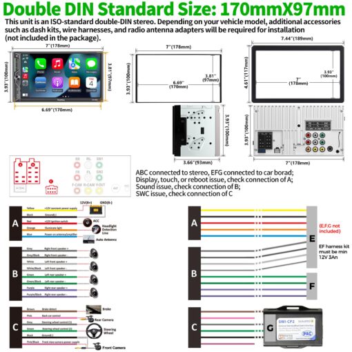 [QLED Screen Upgrade] Double Din Car Stereo with Dash Cam, Wireless Apple CarPlay and Android Auto, Bluetooth 5.3, 4.2-Channel Audio Output, MirrorLink, Backup Camera, AM/FM Car Radio - Image 3