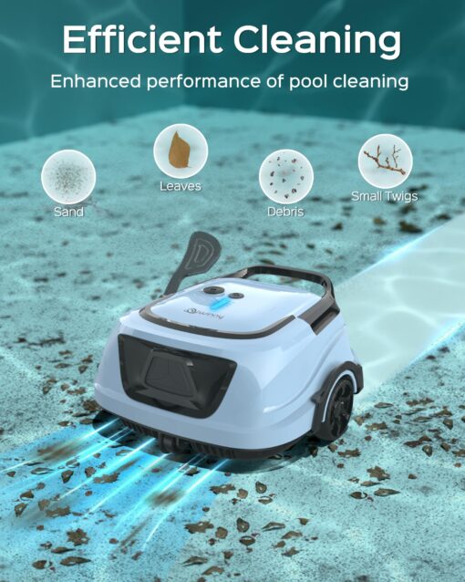 (2025 Upgraded) A1 Cordless Robotic Pool Vacuum, Automatic Pool Vacuum 120mins Running Time,Powerful Suction & Dual Filters, 2.5H Fast Charging, Ideal for Flat Above Pools Up to 1076 Sq.ft - Image 8