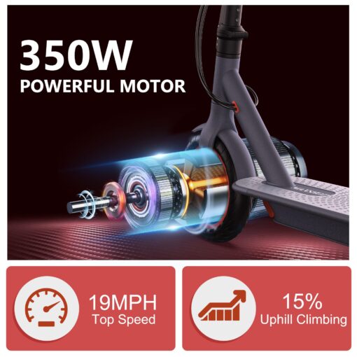 MAXSHOT Electric Scooter for Adults, 8.5"/10" Tires, 19/22Mph, 350W/500W Motor, 21-28 Miles Range, Folding E-Scooter with Dual Suspension,APP(V1/SPRO/MAX) (V1-Sportscooter-7.8Ah) - Image 6
