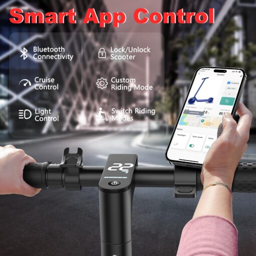 Electric Scooter, 8.5" /10“Tire, 16/19/22Mph Top Speed, 12/22/28 Miles Long Range, Folding Escooter for Adults and Teens with Dual Braking,Dual Suspension, App - Image 5