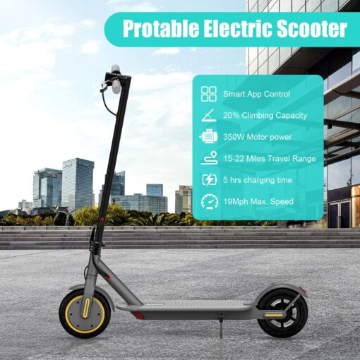Electric Scooter Adults, Max 19 Mph & 19-23 Miles Range E-Scooter, Commuting Scooter Sport Scooter with APP Control, Powerful 350W 8.5" Solid Tires Foldable Electric Scooters (JS01-22Miles) - Image 2