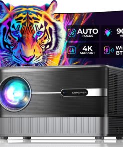 [Auto Focus/5" LCD] Outdoor Projector 4K with WiFi 6 and Bluetooth, DBPOWER 900 ANSI Native 1080P Portable Projector, Auto Keystone & Zoom, Sealed Engine, Movie Projector for iOS/Android/TV Stick