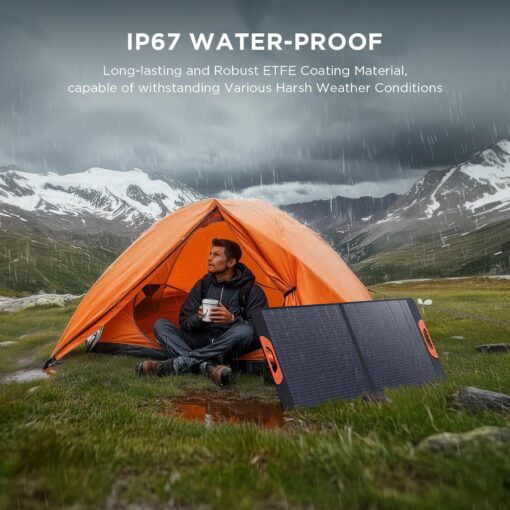 ZOUPW 110 Watt Portable Solar Panel,Power Outage Essentials,18.6V Foldable Solar Panel Charger for Power Station,23.5% High Efficiency IP67 Waterproof 2 Kickstands for Camping RV Hurricane Blackout - Image 4