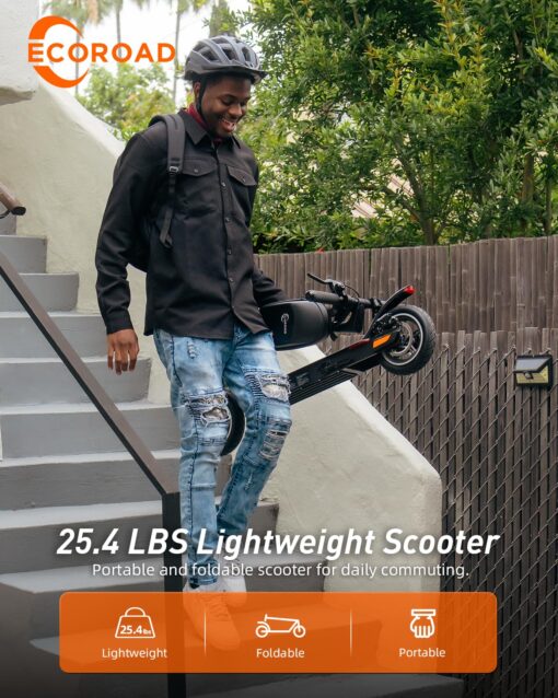ECOROAD Electric Scooter EC6, 400W Peak Motor & 19 MPH Adults Commuting Scooters, 15 Miles Long Range Electric Kick Scooters, 8.5" Pneumatic Tires Lightweight Foldable E-Scooter with Turn Signals - Image 9