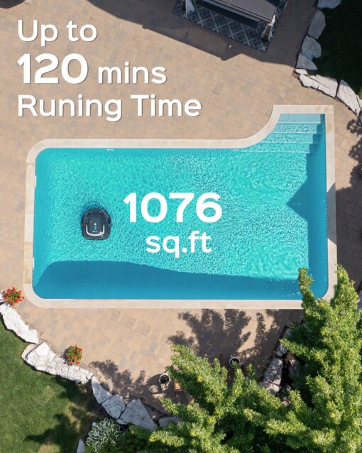 (2025 Upgraded) A1 Cordless Robotic Pool Vacuum, Automatic Pool Vacuum 120mins Running Time,Powerful Suction & Dual Filters, 2.5H Fast Charging, Ideal for Flat Above Pools Up to 1076 Sq.ft - Image 3