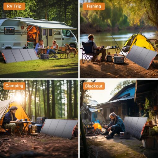 ZOUPW 200 Watt Portable Solar Panel for Power Station,Camping Essentials,200W 20V Foldable Solar Panel with Solar Cable,23.5% High Efficiency IP67 Waterproof 4 Kickstands for Camping RV Blackout - Image 2