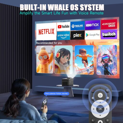 [Netflix Licensed] Ultra Short Throw Smart Projector, 1080P 4K Support, with Wifi6 and BT 5.4, Auto Offset Auto Correction, 700 ANSI , 1.5+32GB Memory for Home Theater/Outdoor Use HY450NTV - Image 3