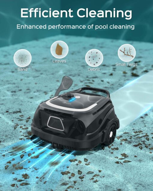 (2025 Upgraded) A1 Cordless Robotic Pool Vacuum, Automatic Pool Vacuum 120mins Running Time,Powerful Suction & Dual Filters, 2.5H Fast Charging, Ideal for Flat Above Pools Up to 1076 Sq.ft - Image 8