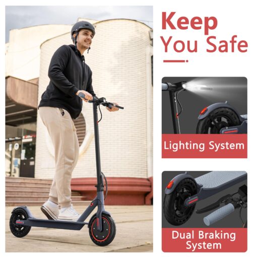 MAXSHOT Electric Scooter for Adults, 8.5"/10" Tires, 19/22Mph, 350W/500W Motor, 21-28 Miles Range, Folding E-Scooter with Dual Suspension,APP(V1/SPRO/MAX) (V1-Sportscooter-7.8Ah) - Image 4