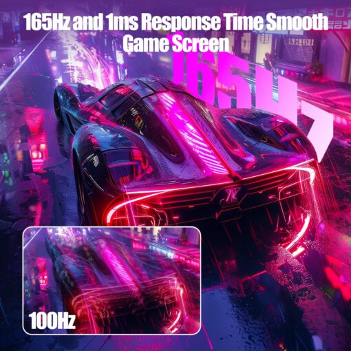 ZZA 27 Inch QHD 2560 x 1440 Gaming Monitor 165Hz 1ms Fast IPS Computer Monitor,1800R, HDMI 2.0 x2 |DP1.4x2 VESA Mount, 99% sRGB HDR Eye Care Metal Stand - Image 6