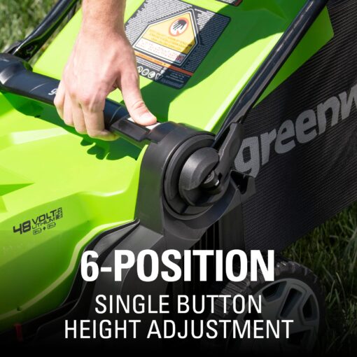 Greenworks 48V 17" Cordless Electric Lawn Mower, Leaf Blower, (2) 4.0Ah Batteries and Rapid Charger - Image 6