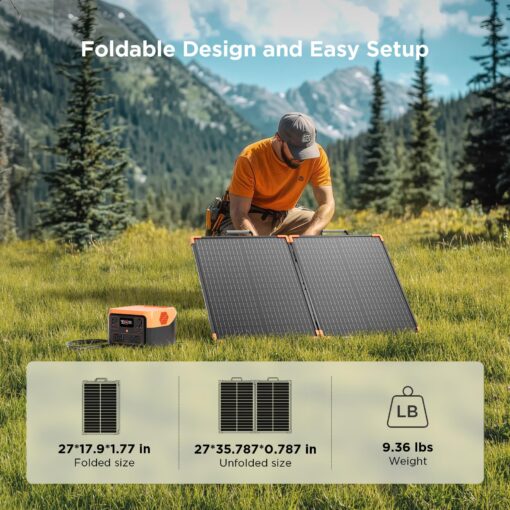 ZOUPW 100 Watt Portable Solar Panel with 20A PWM Controller,Camping Essentials,100W Foldable Solar Panel Kit for Power Station & 12V Batteries,23.5% High Efficiency IP68 Waterproof for RV Camping - Image 5