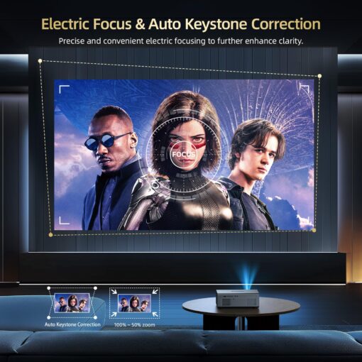 [Netflix Officially & Dolby Audio] Smart Projector with WiFi6 and Bluetooth5.3, Electric Focus & Auto Keystone 4K Support, 22000L Movie Projectors, OWNKNEW Native 1080P Proyector Built-in Apps - Image 5