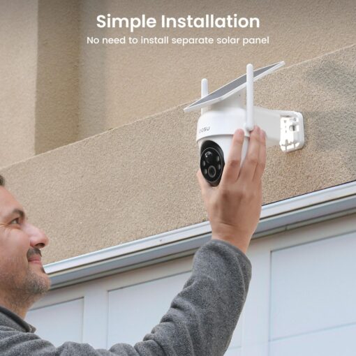 AOSU Security Cameras Outdoor Wireless, 2 Cam-Kit, No Subscription, Solar-Powered, Home Security Cameras System with 360° Pan & Tilt, Auto Tracking, 2K Color Night Vision, Easy Setup, 5G & 2.4G WiFi - Image 3