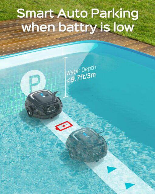 (2025 Upgraded) A1 Cordless Robotic Pool Vacuum, Automatic Pool Vacuum 120mins Running Time,Powerful Suction & Dual Filters, 2.5H Fast Charging, Ideal for Flat Above Pools Up to 1076 Sq.ft - Image 4