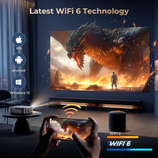 [1000 ANSI & Audio by DBX-TV] Alvar 4K Projector with WiFi 6 and Bluetooth, 30W Speakers, Netflix Certified & DoIby Audio Outdoor Proyector, Auto Focus Native 1080P Smart Projector, Black - Image 3