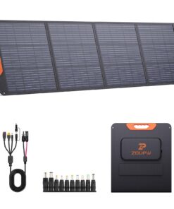 ZOUPW 200 Watt Portable Solar Panel for Power Station,Camping Essentials,200W 20V Foldable Solar Panel with Solar Cable,23.5% High Efficiency IP67 Waterproof 4 Kickstands for Camping RV Blackout