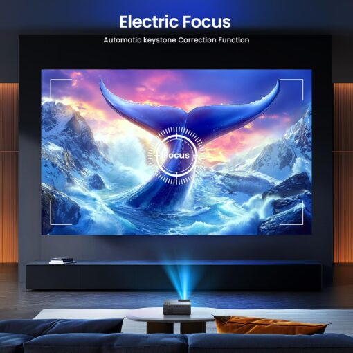 [Electric Focus] Projector with WiFi and Bluetooth, 20000LM Native 1080P Projector with Screen, YOWHICK Portable Movie Smart Projector, Home Projector 4K Supported for Phone/TV Stick /HDMI/USB Grey - Image 6