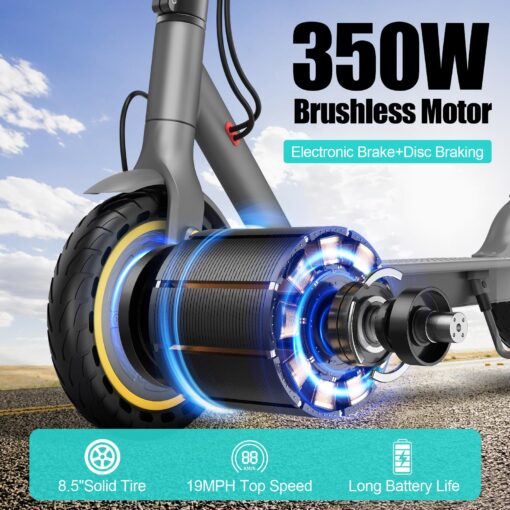 Electric Scooter Adults, Max 19 Mph & 19-23 Miles Range E-Scooter, Commuting Scooter Sport Scooter with APP Control, Powerful 350W 8.5" Solid Tires Foldable Electric Scooters (JS01-22Miles) - Image 9