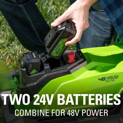 Greenworks 48V 17" Cordless Electric Lawn Mower, Leaf Blower, (2) 4.0Ah Batteries and Rapid Charger - Image 3