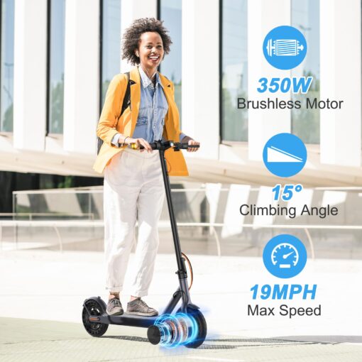 VOLPAM Electric Scooter, Powerful 350W-500W Motor, 21Miles Long Range, Top Speed 19/21 MPH, 8.5" /10''Solid Tires, Cruise Control, E Scooter for Adults (350W-21Miles-Turn Signal Light) - Image 6