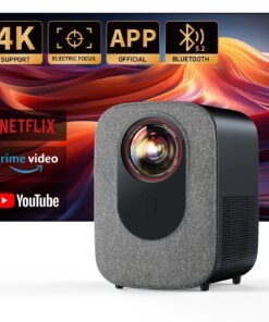 [Netflix-Officially-Licensed]4K Projector with Wifi & Bluetooth, Jimveo 800 ANSI Native 1080P, Netflix/YouTube/PrimeVideo Built-in, Electric Focus & 4P Keystone Outdoor Portable Smart Projector