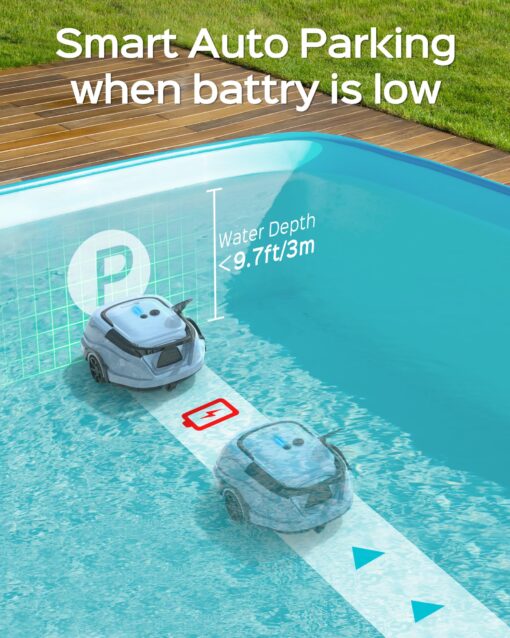 (2025 Upgraded) A1 Cordless Robotic Pool Vacuum, Automatic Pool Vacuum 120mins Running Time,Powerful Suction & Dual Filters, 2.5H Fast Charging, Ideal for Flat Above Pools Up to 1076 Sq.ft - Image 4