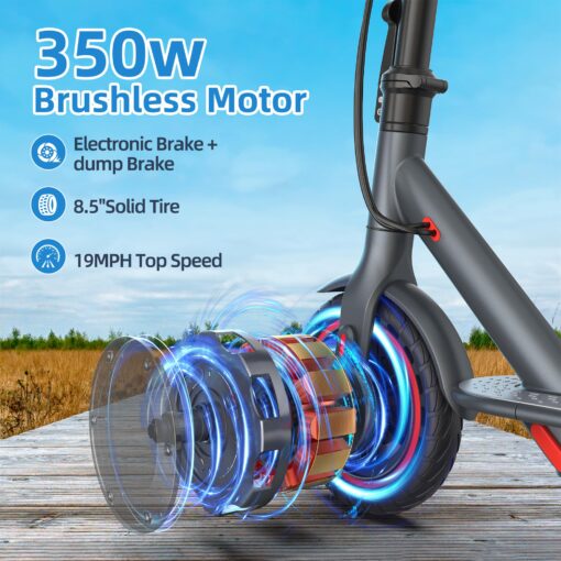 Electric Scooter Adults, Powerful 350W E-Scooter, Max 19 Mph & 19-23 Miles Range Scooters, Folding Scooters with 8.5" Solid Tires, Commuting Scooter Kick Scooter with APP Control - Image 8