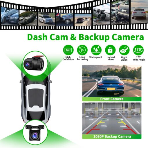[QLED Screen Upgrade] Double Din Car Stereo with Dash Cam, Wireless Apple CarPlay and Android Auto, Bluetooth 5.3, 4.2-Channel Audio Output, MirrorLink, Backup Camera, AM/FM Car Radio - Image 6