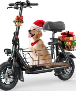 URBANMAX Electric Scooter with Seat, 550W Motor, 18.6MPH Top Speed, 20 Miles Range, Adults Electric Scooter with Large Storage Basket for Pets Dogs and Items C1S-FB4