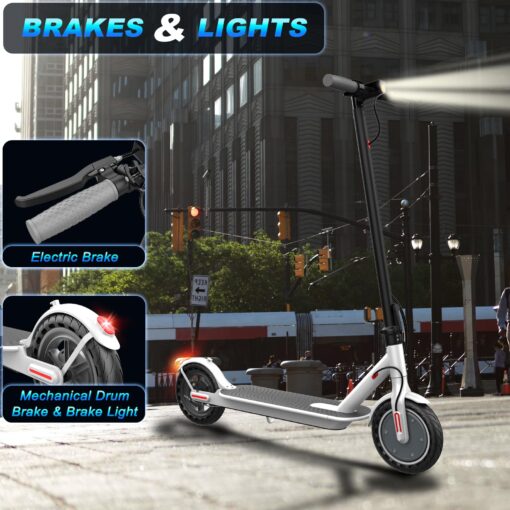 Qlaway 8.5" Aluminum Alloy Frame E Scooter for Adults 20 MPH Sport Escooter 350W Motor, Electric Scooter Up to 22 Miles Range, Bearing 265 LBS/APP Control-White - Image 3