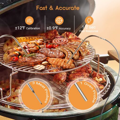 Wi-Fi & Bluetooth BBQ Smoker Temperature Controller with Automatic Smoker Fan, INKBIRD ISC-027BW Grill Thermometer with 4 Probes for Big Green Egg, Kamado Joe, Primo, Vision Grill, Akorn Kamado, Weber - Image 4