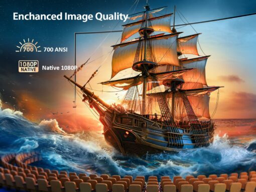 [Netflix Licensed/Dolby Audio] YABER V12 Projector with WiFi6 and Bluetooth 5.2, 700 ANSI 1080P Outdoor Movie Projector, 20W Speakers, Auto Focus & Keystone, Smart Home Theater Projector with Apps - Image 5