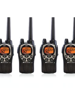 Midland GXT1000VP4 50 Channel GMRS Two-Way Radio - Up to 36 Mile Range Walkie Talkie - Black/Silver (Pack of 4)