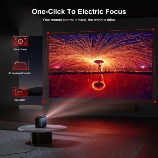 [Netflix-Officially-Licensed]4K Projector with Wifi & Bluetooth, Jimveo 800 ANSI Native 1080P, Netflix/YouTube/PrimeVideo Built-in, Electric Focus & 4P Keystone Outdoor Portable Smart Projector - Image 5