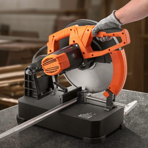 VEVOR Chop Saw, 14"/355mm Blade Diameter Cut Off Saw, 2800W 1200RPM Steel Cutting Machine, 0-45° Adjustable Dry Cut Chop Saw, Miter Saw for Cutting Metal Cold Cut Saw for Steel/Rebar/Iron/Aluminum - Image 3