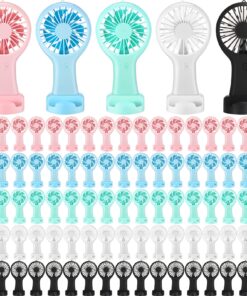 100 Pack Mini Powerful Handheld Fan Bulk 3 Speed USB Rechargeable Small Desk Fan Summer Gift for Wedding Beach Outdoor Women Eyelash (Classic 5 Colors)
