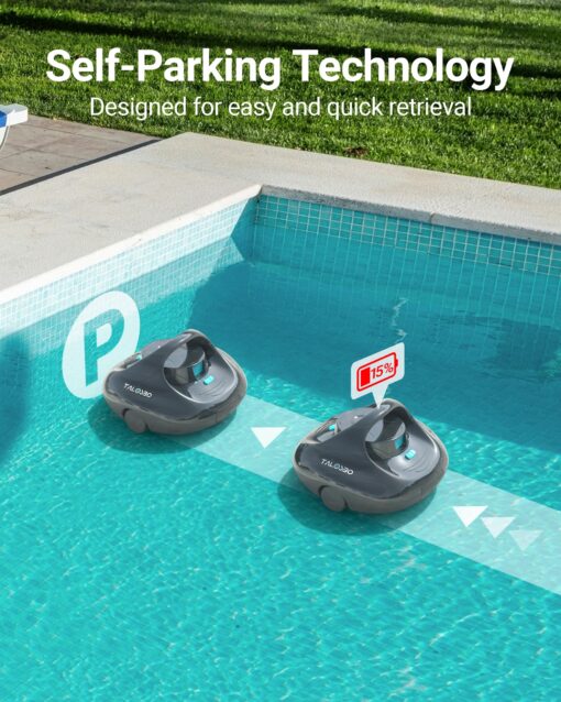 (2025 Upgraded) TALOSBO Pleco Se Cordless Pool Vacuum Cleaner Up to 130 Mins Runtime, Robotic Pool Cleaner with Fast Charge, Ideal for Flat Above Ground and Inground Pools up to 861 Sq. Ft. - Image 6