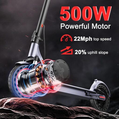 Electric Scooter, 8.5" /10“Tire, 16/19/22Mph Top Speed, 12/22/28 Miles Long Range, Folding Escooter for Adults and Teens with Dual Braking,Dual Suspension, App - Image 8