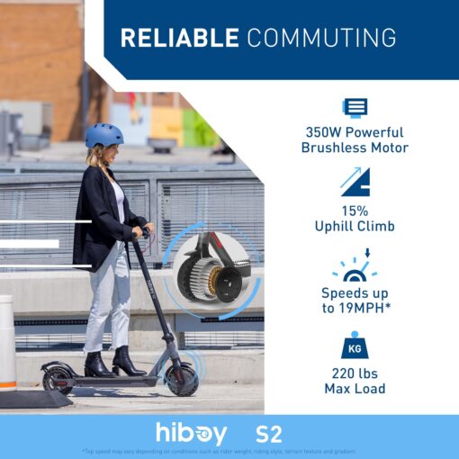 Hiboy Electric Scooter, 8.5" Tires, Up to 17 Miles Range, 350W Motor & 19 MPH Portable Foldable Commuting Electric Scooter for Adults - Image 8