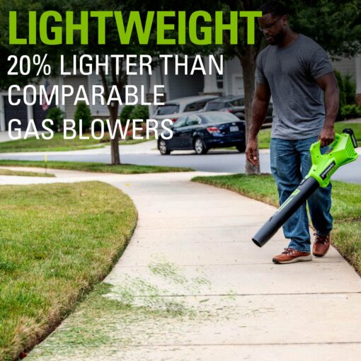 Greenworks 48V 17" Cordless Electric Lawn Mower, Leaf Blower, (2) 4.0Ah Batteries and Rapid Charger - Image 4