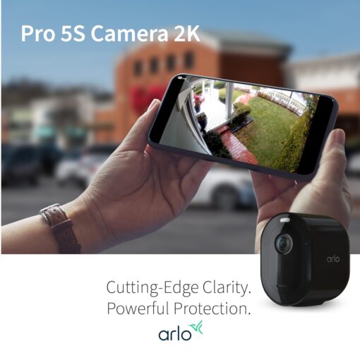 Arlo Pro 5S 2K Spotlight Camera - Wireless Home Security Camera with Spotlight, Color Night Vision, Dual-Band Wi-Fi & 2-Way Audio - Black, 3 Pack, VMC4360B - Image 2