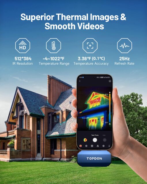 TOPDON TC001 Thermal Camera for Android, Super IR 512x384 High Resolution, Thermal Imaging Camera, Thermal Imager - Optimized Temperature Accuracy, Works for Smartphones and Tablets & PC(not for iOS) - Image 8