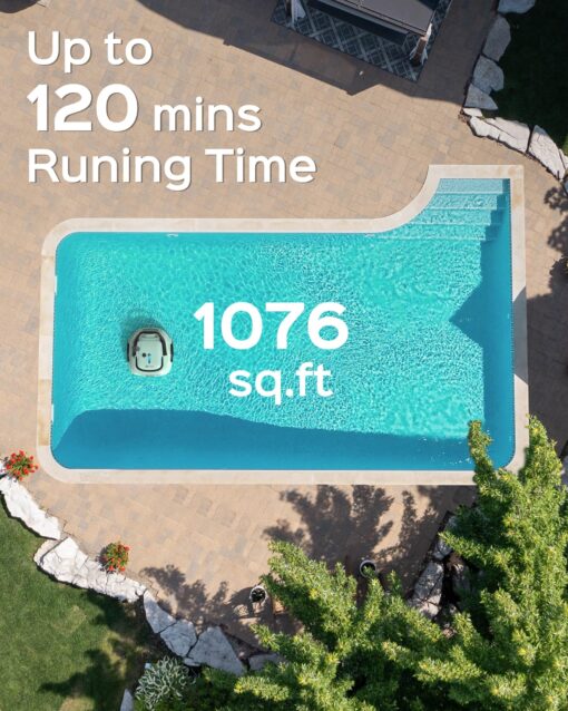 (2025 Upgraded) A1 Cordless Robotic Pool Vacuum, Automatic Pool Vacuum 120mins Running Time,Powerful Suction & Dual Filters, 2.5H Fast Charging, Ideal for Flat Above Pools Up to 1076 Sq.ft - Image 2