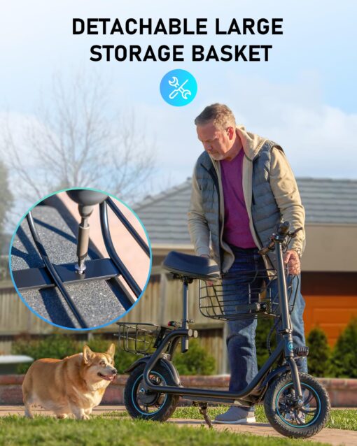 URBANMAX Electric Scooter with Seat, 550W Motor, 18.6MPH Top Speed, 20 Miles Range, Adults Electric Scooter with Large Storage Basket for Pets Dogs and Items C1S-FB4 - Image 4