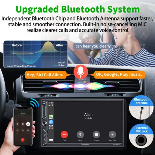 [QLED Screen Upgrade] Double Din Car Stereo with Dash Cam, Wireless Apple CarPlay and Android Auto, Bluetooth 5.3, 4.2-Channel Audio Output, MirrorLink, Backup Camera, AM/FM Car Radio - Image 4