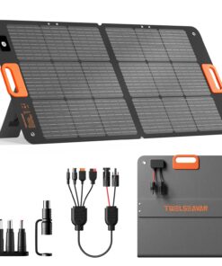 110W Portable Solar Panel for Jackery/EF/Bluetti/Anker/Goal Zero Power Station, IP68 Waterproof, 24% Efficiency, MC4 Output, ETFE Foldable Solar Charger with Adjustable Kickstand for Camping Outdoor
