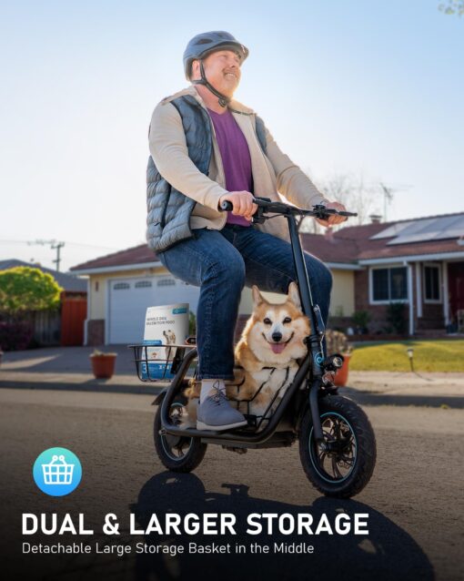 URBANMAX Electric Scooter with Seat, 550W Motor, 18.6MPH Top Speed, 20 Miles Range, Adults Electric Scooter with Large Storage Basket for Pets Dogs and Items C1S-FB4 - Image 6