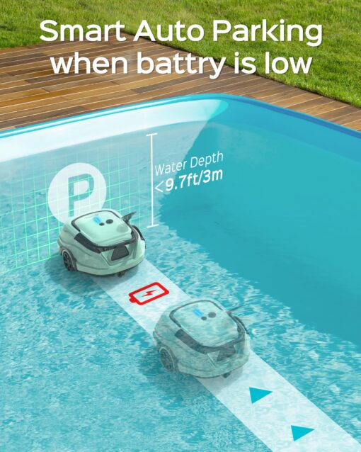 (2025 Upgraded) A1 Cordless Robotic Pool Vacuum, Automatic Pool Vacuum 120mins Running Time,Powerful Suction & Dual Filters, 2.5H Fast Charging, Ideal for Flat Above Pools Up to 1076 Sq.ft - Image 5